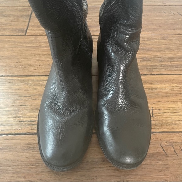 Tory Burch black grained leather riding boots zip up knee high boots vintage - Picture 14 of 16